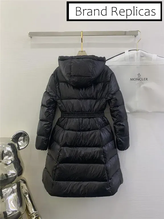 Moncler waist hooded long down jacket